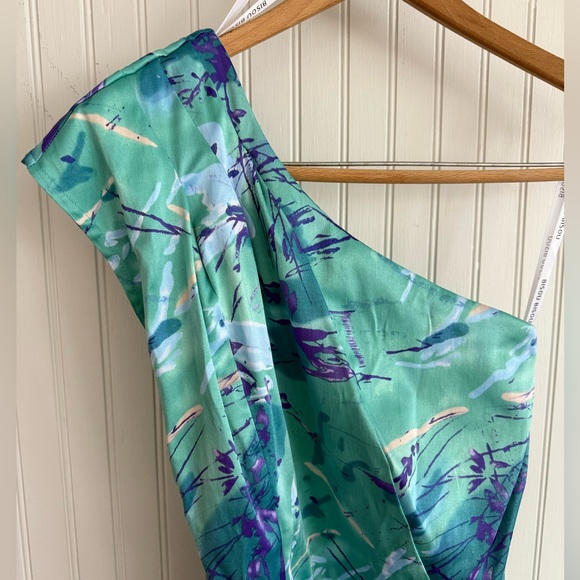 Bisou Bisou Teal One Shoulder Dress Size 10 - Picture 2 of 7